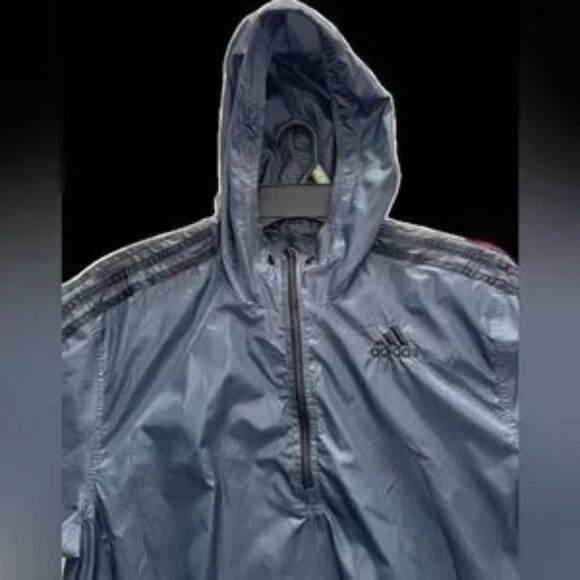 New absolutely stunning half zip men’s large adidas black hooded light - Picture 1 of 10